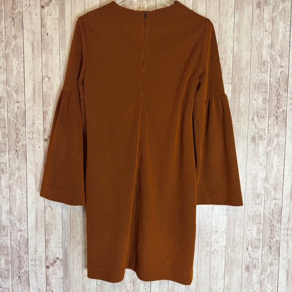 Tibi Rust Striped Wide-Sleeve Ribbed Shift Dress Small - Picture 6 of 8